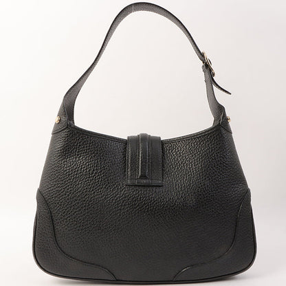 Gucci Calf Skin Logo Plate Jackie Shoulder Bag Black