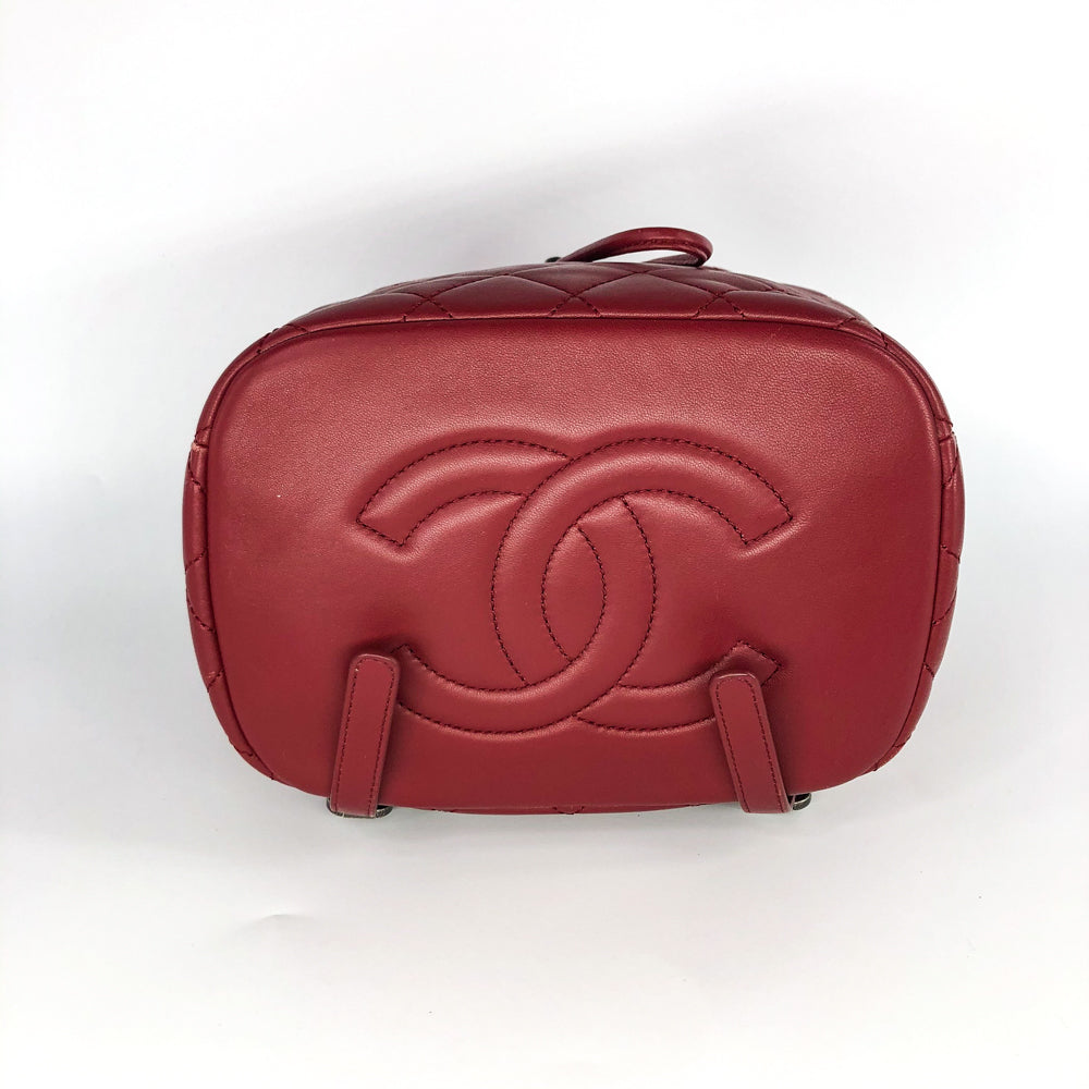 Quilted Backpack in Deep Red