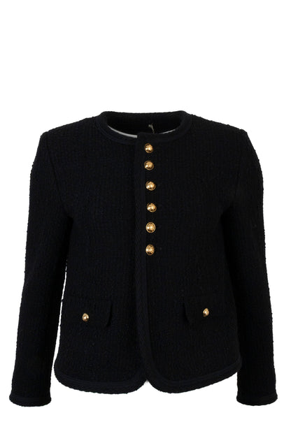 CELINE Half Buttoned Boucle Jacket Black