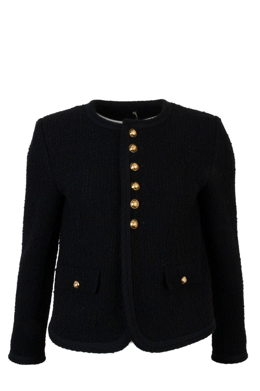 CELINE Half Buttoned Boucle Jacket Black