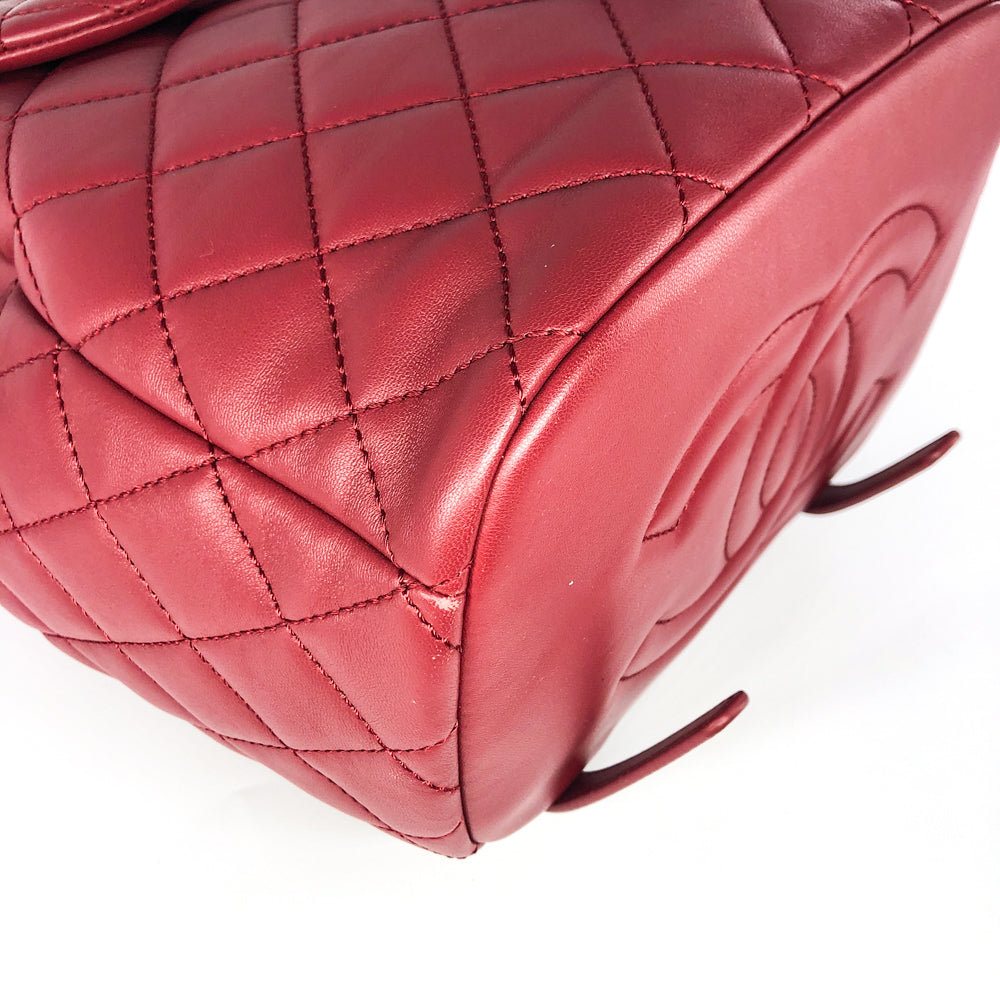 Quilted Backpack in Deep Red