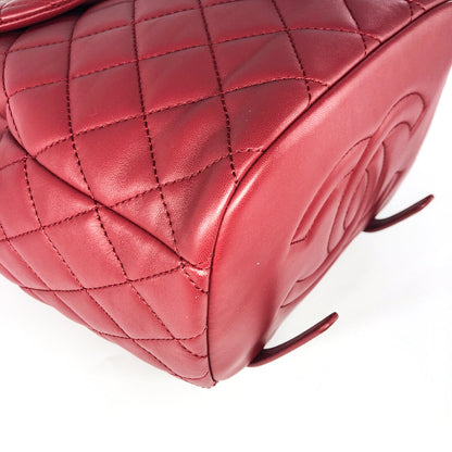 Quilted Backpack in Deep Red