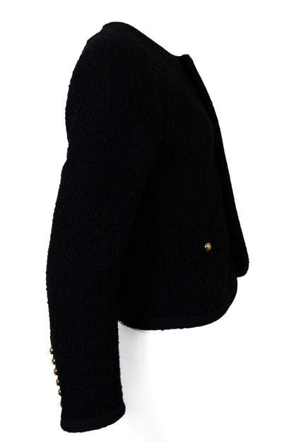 CELINE Half Buttoned Boucle Jacket Black