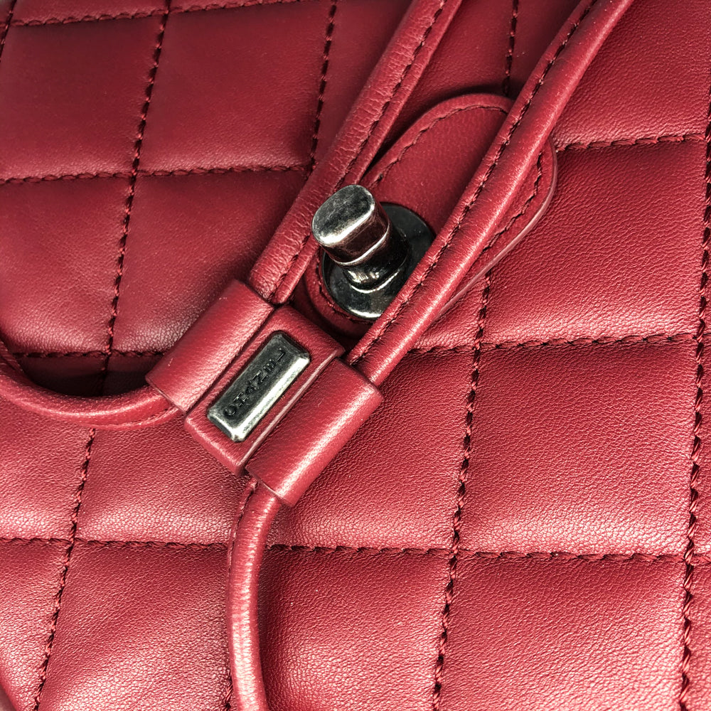 Quilted Backpack in Deep Red