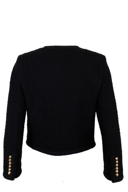 CELINE Half Buttoned Boucle Jacket Black