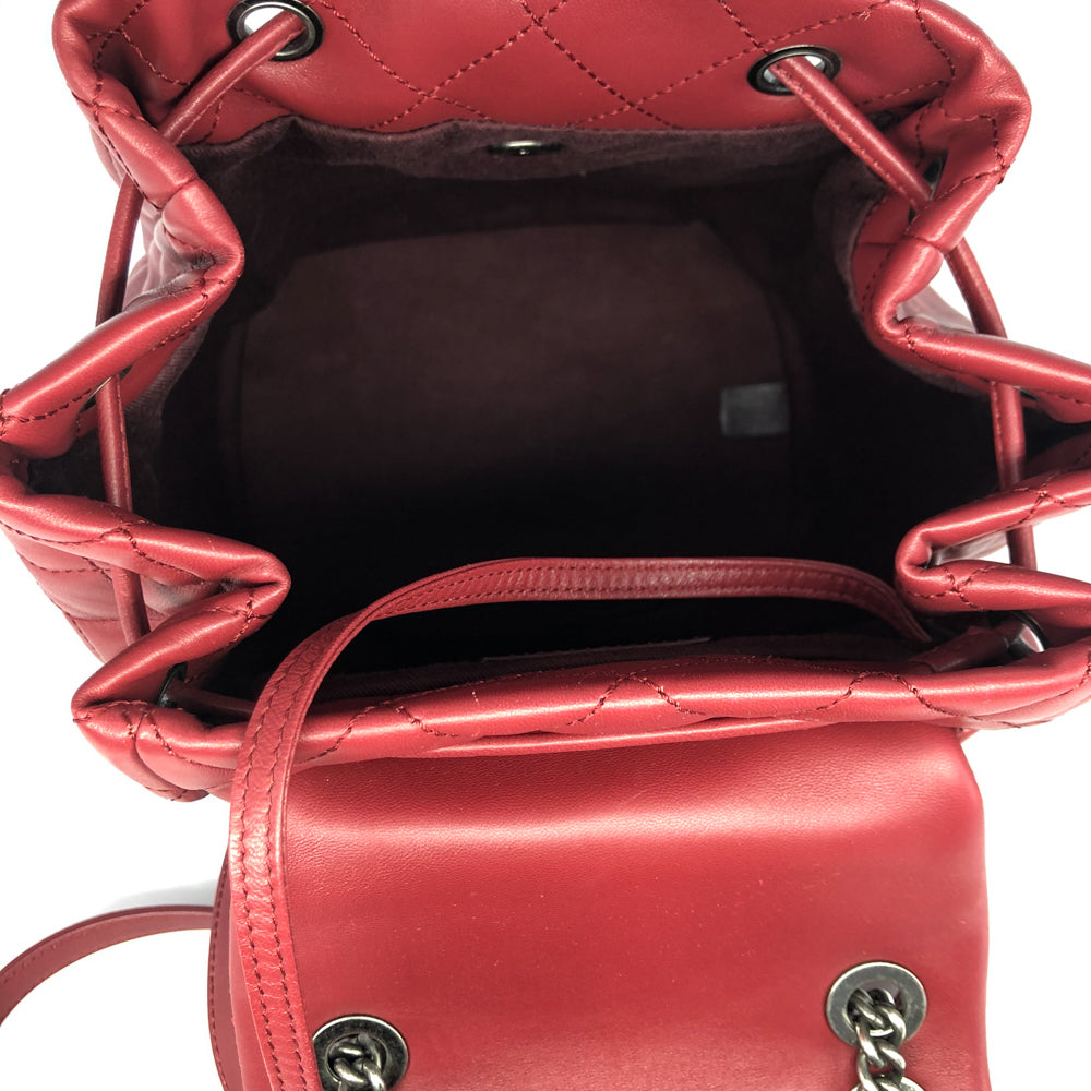 Quilted Backpack in Deep Red