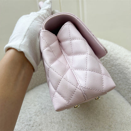 Chanel Small (24cm) Coco Handle in 22P Light Pink Caviar and LGHW (Model: A92990)