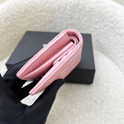 Chanel Bifold Wallet with Coin Compartment in Pink Caviar and AGHW