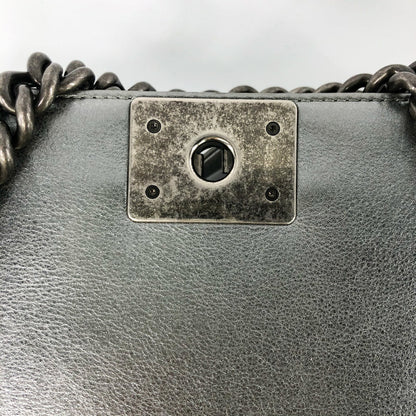 Silver Lambskin Boy Old Medium With Ruthenium Hardware