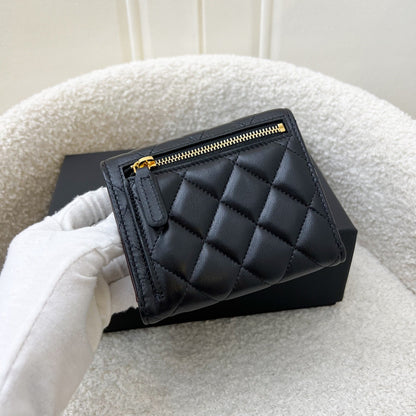Chanel Classic Trifold Compact Wallet in Black Lambskin and GHW (Model: AP0231)