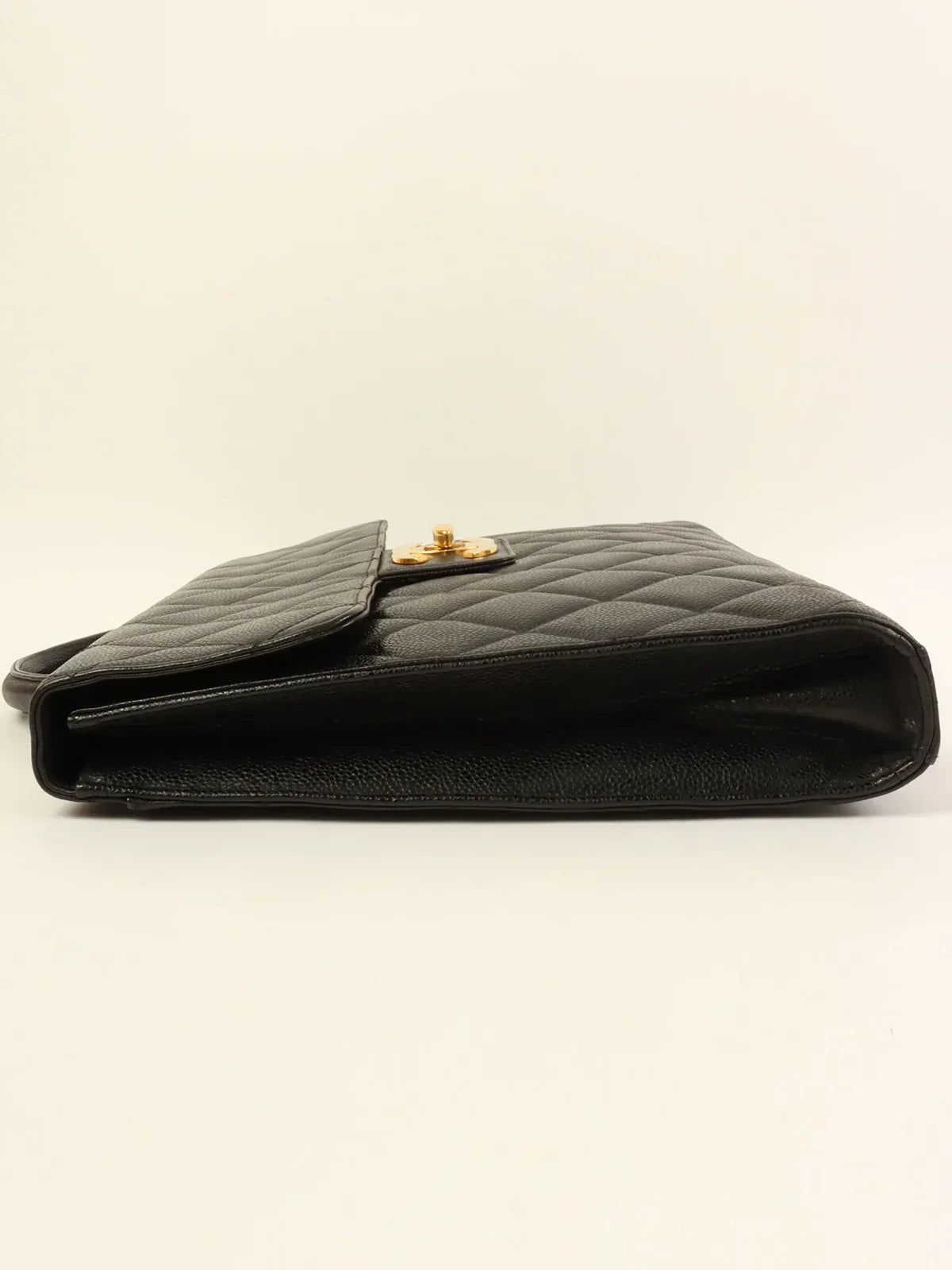 CHANEL Caviar Skin Turn-Lock Briefcase Black