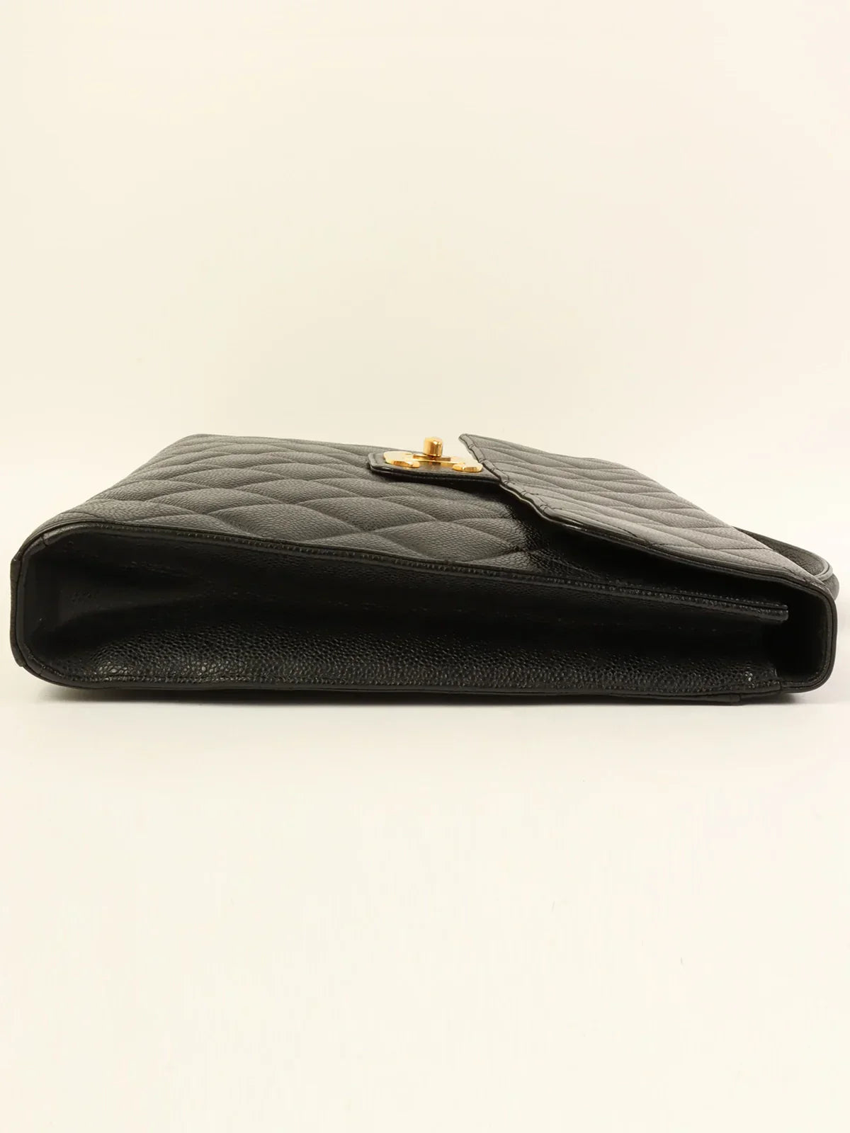 CHANEL Caviar Skin Turn-Lock Briefcase Black