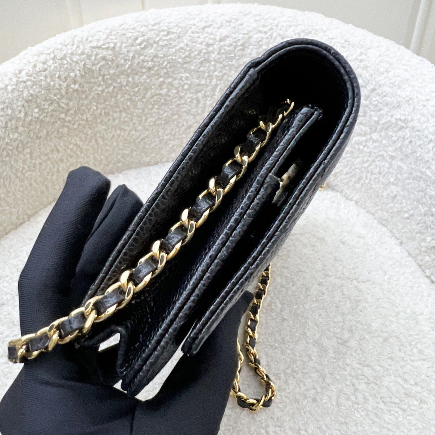 Chanel Classic Wallet on Chain WOC in Black Caviar and GHW