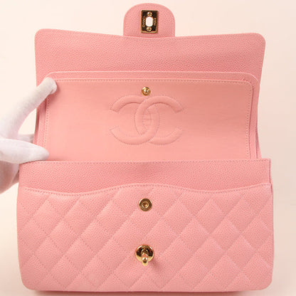 CHANEL Around 2004 Made Caviar Skin Classic Flap Chain Bag 25Cm Pink
