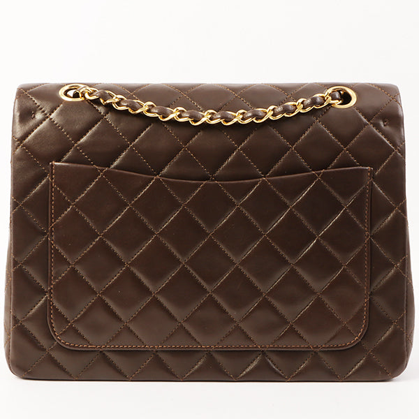 Chanel Around 1990 Made Classic Flap Turn-Lock Chain Bag Brown