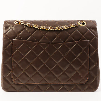 Chanel Around 1990 Made Classic Flap Turn-Lock Chain Bag Brown