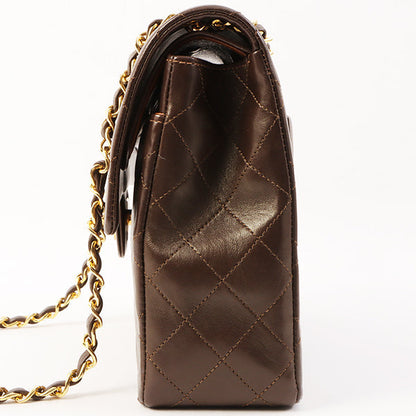 Chanel Around 1990 Made Classic Flap Turn-Lock Chain Bag Brown