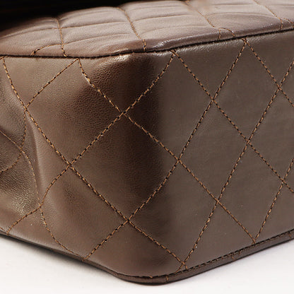 Chanel Around 1990 Made Classic Flap Turn-Lock Chain Bag Brown