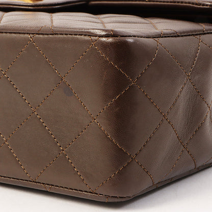 Chanel Around 1990 Made Classic Flap Turn-Lock Chain Bag Brown
