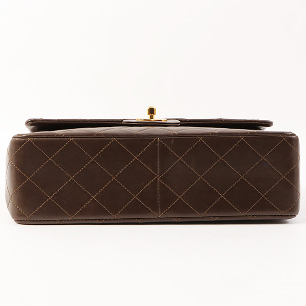 Chanel Around 1990 Made Classic Flap Turn-Lock Chain Bag Brown