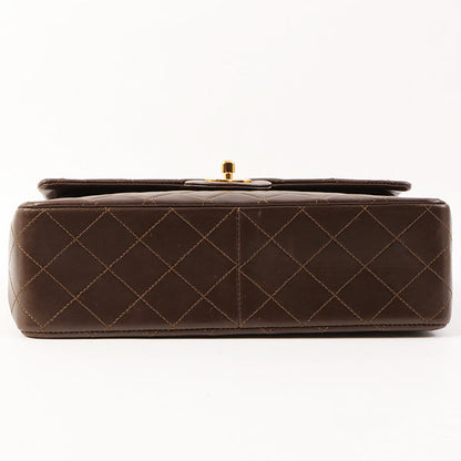 Chanel Around 1990 Made Classic Flap Turn-Lock Chain Bag Brown