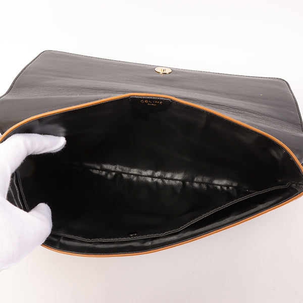 Celine Horse Carriage Plate Clutch Bag Black
