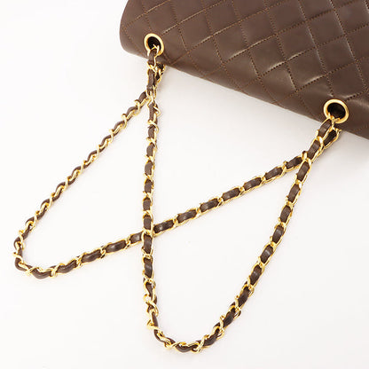Chanel Around 1990 Made Classic Flap Turn-Lock Chain Bag Brown