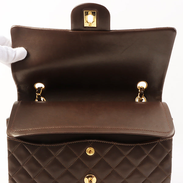 Chanel Around 1990 Made Classic Flap Turn-Lock Chain Bag Brown