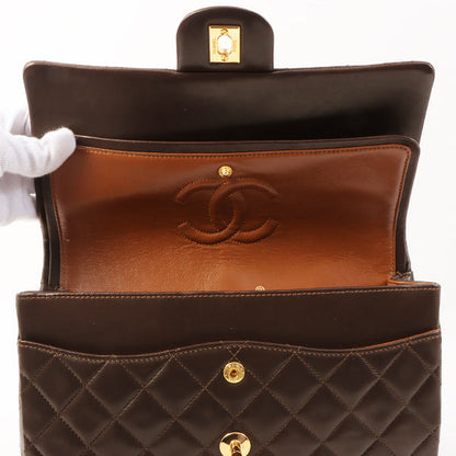 Chanel Around 1990 Made Classic Flap Turn-Lock Chain Bag Brown