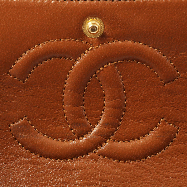 Chanel Around 1990 Made Classic Flap Turn-Lock Chain Bag Brown