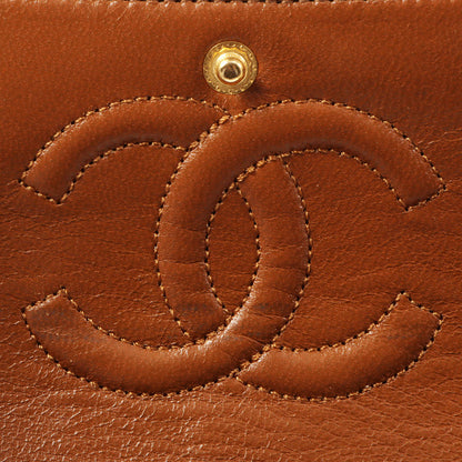 Chanel Around 1990 Made Classic Flap Turn-Lock Chain Bag Brown