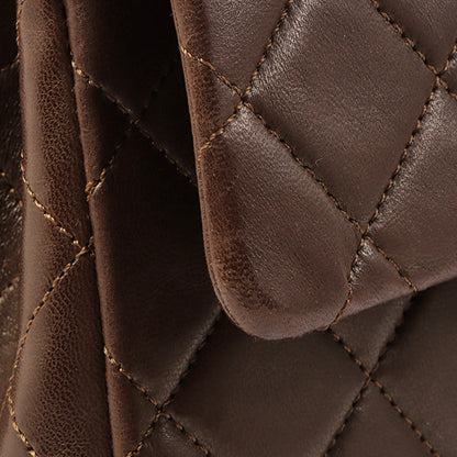 Chanel Around 1990 Made Classic Flap Turn-Lock Chain Bag Brown