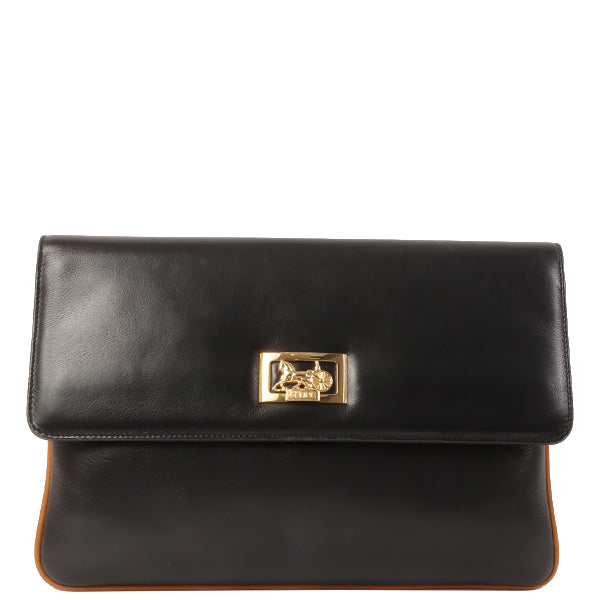 Celine Horse Carriage Plate Clutch Bag Black