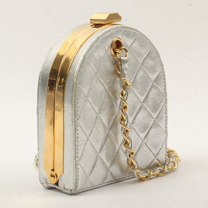 Chanel Around1990 Made Cc Mark Metal Clasp Chain Bag Silver