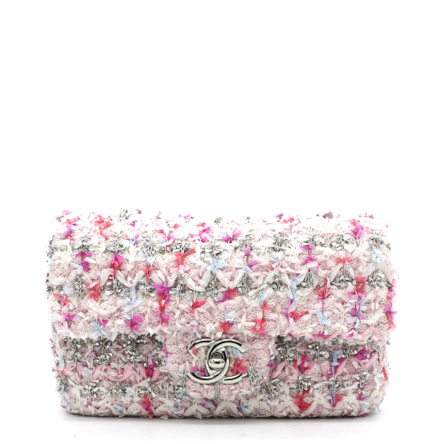 Classic Single Mini Flap Bag Quilted Tweed and Ribbon