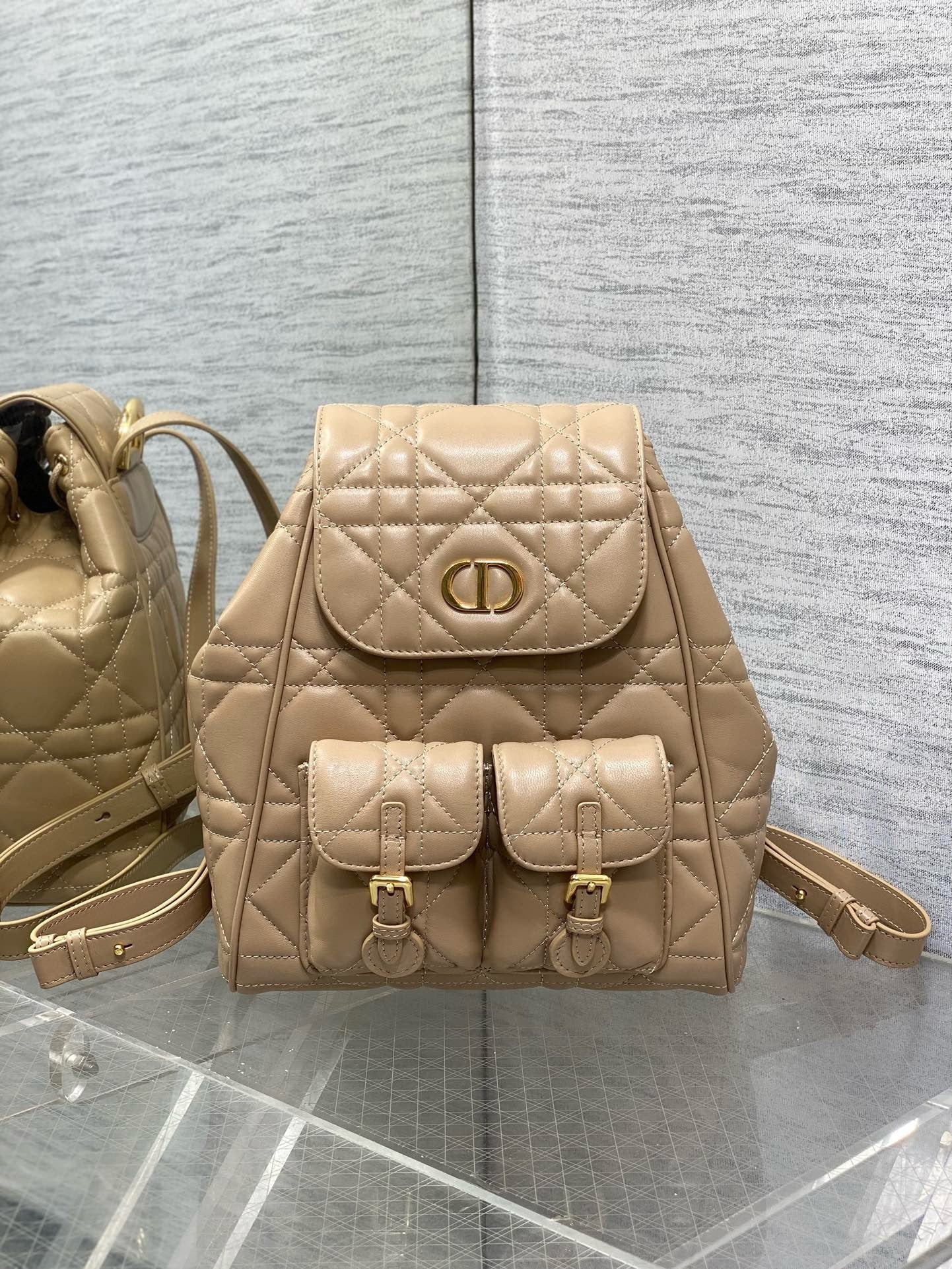 DR476 Small/Medium Dior Caro Backpack / HIGHEST QUALITY VERSION