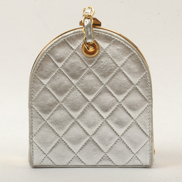 Chanel Around1990 Made Cc Mark Metal Clasp Chain Bag Silver