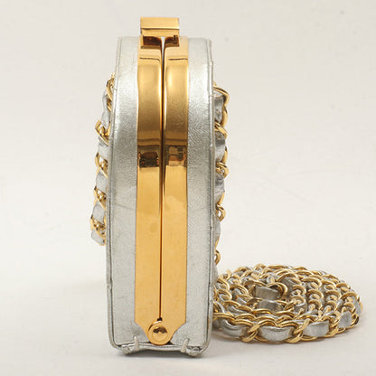 Chanel Around1990 Made Cc Mark Metal Clasp Chain Bag Silver