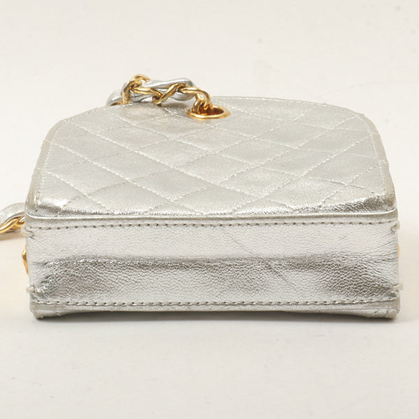 Chanel Around1990 Made Cc Mark Metal Clasp Chain Bag Silver