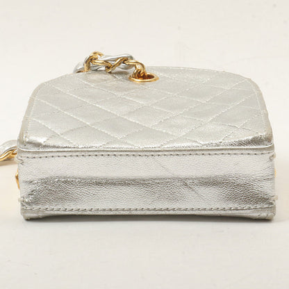 Chanel Around1990 Made Cc Mark Metal Clasp Chain Bag Silver