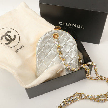 Chanel Around1990 Made Cc Mark Metal Clasp Chain Bag Silver