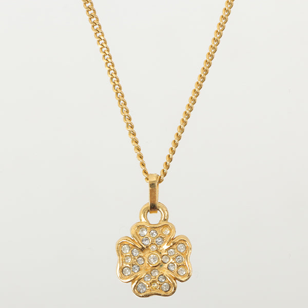 Chanel Rhinestone Clover Motif Necklace