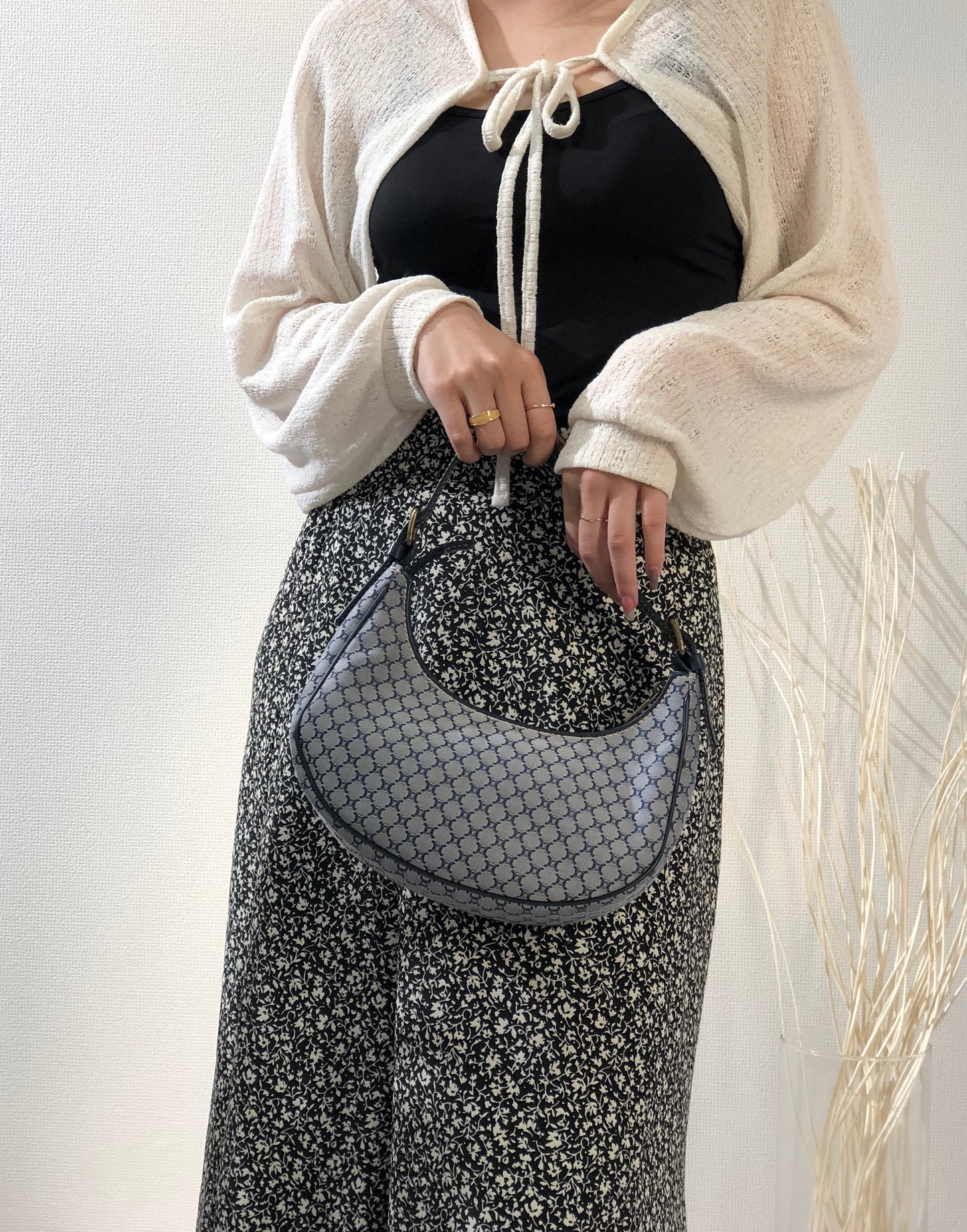 CELINE  Triomphe Pattern Handbag Hobobag Navy Vintage Old Celine xeda2r
