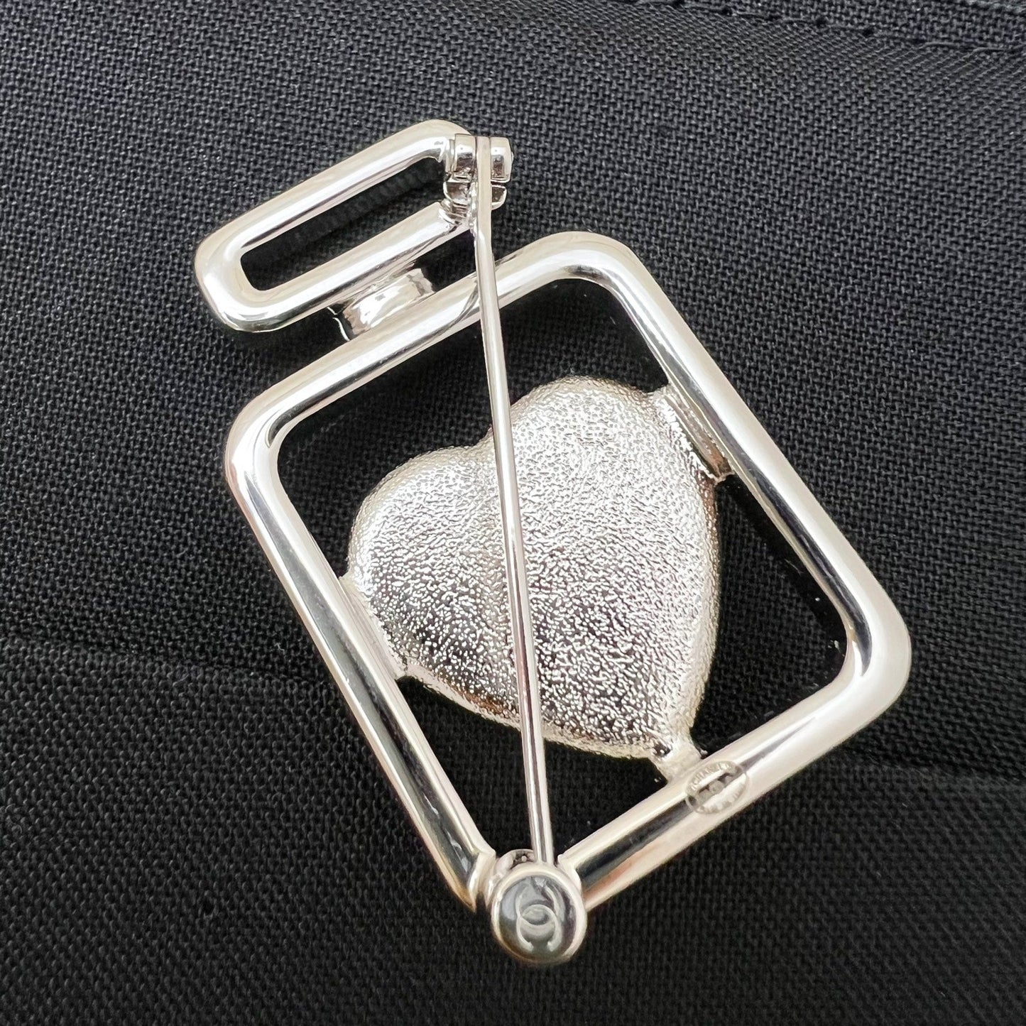 Chanel 25P Perfume Bottle Brooch with Denim Detail and Crystals in SHW