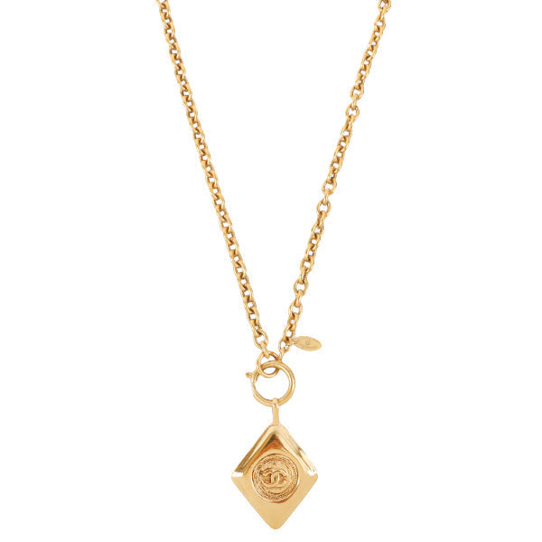 Chanel Diamond Shape Cc Mark Plate Necklace