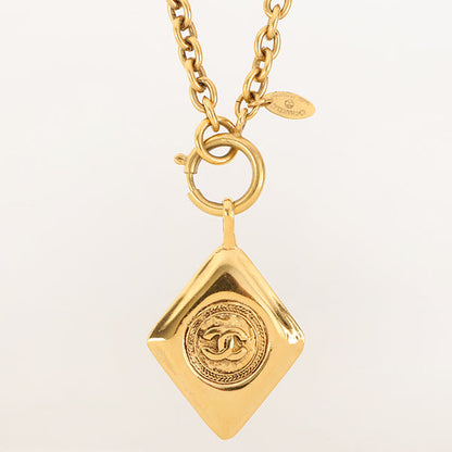 Chanel Diamond Shape Cc Mark Plate Necklace