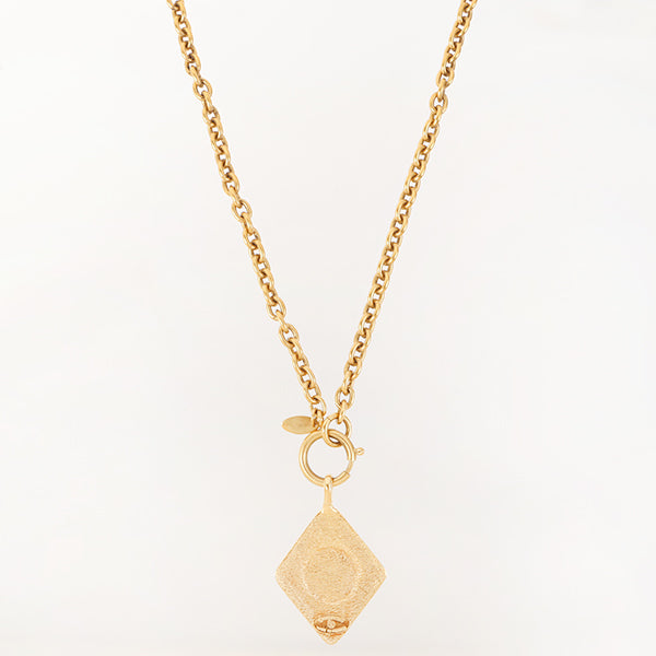 Chanel Diamond Shape Cc Mark Plate Necklace