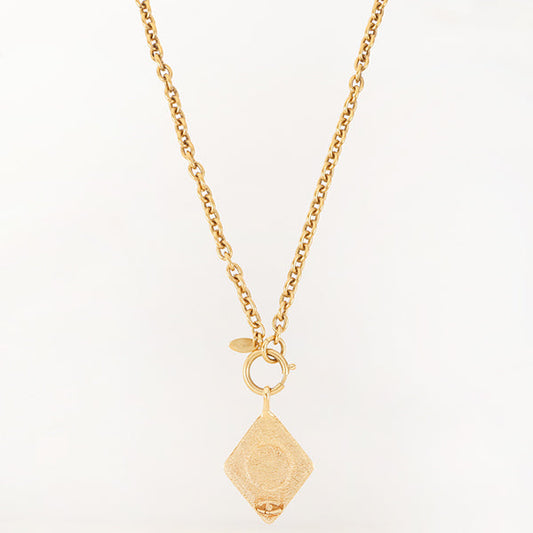 Chanel Diamond Shape Cc Mark Plate Necklace