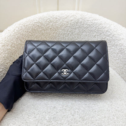 Chanel Classic Wallet on Chain WOC in Black Caviar and SHW