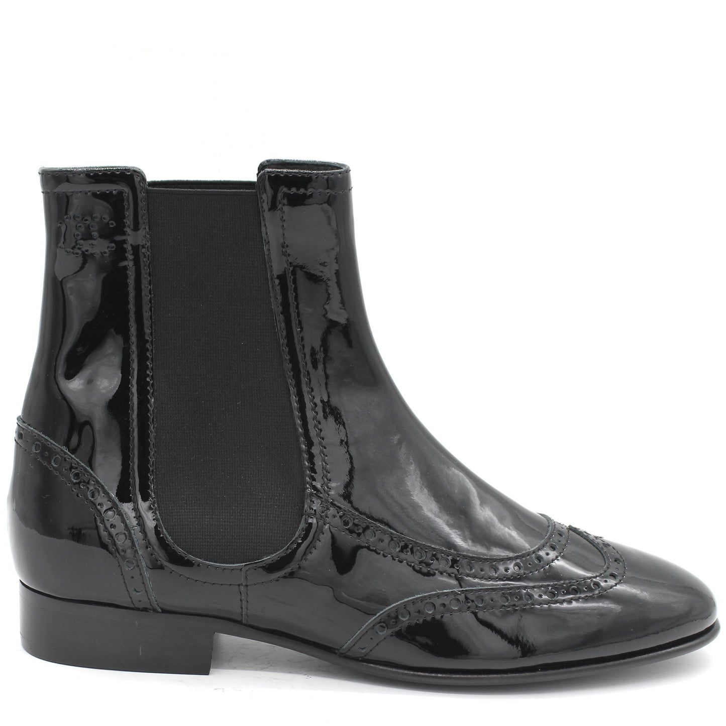 Patent Leather Elastic Short Boots Black 39.5